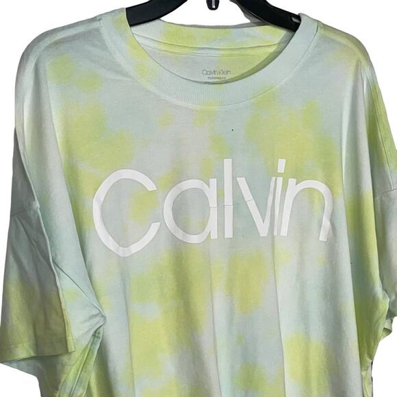 Calvin Klein Performance Cropped Tie-Dyed T-Shirt blue, green, XL - Picture 3 of 7